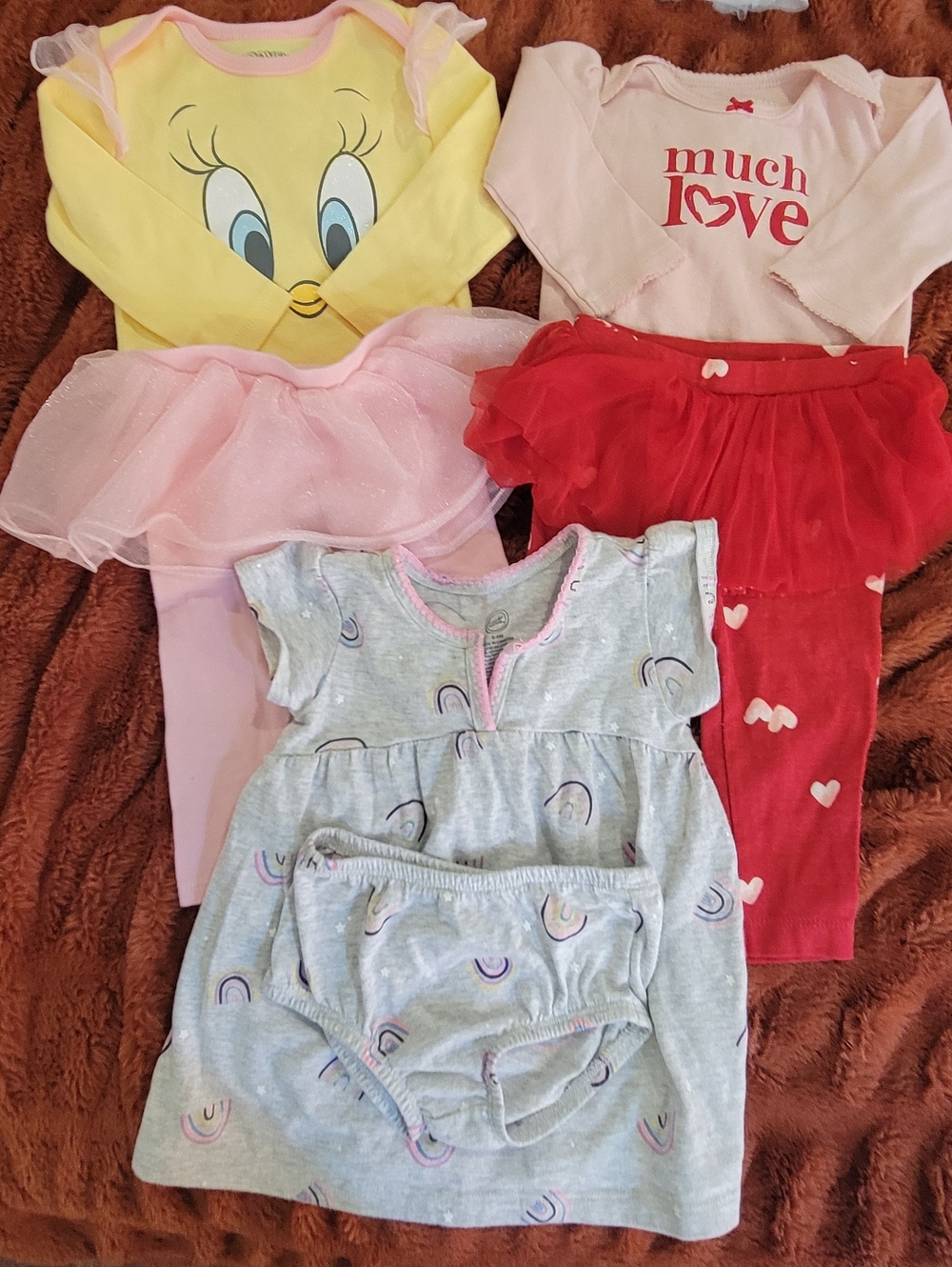 Carter Set Tutu Pants, Looney Tunes Tweetie Bird W/ Tutu Pants, Rainbow Dress 9m